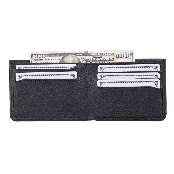 Merlin Full‑Grain Leather Bifold Wallet, Pebble Black - BlackBrook Case