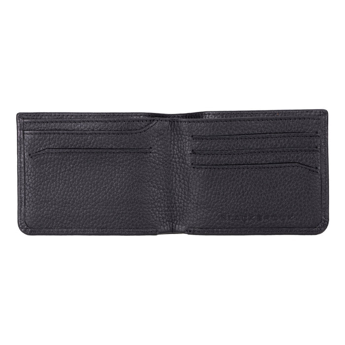 Merlin Full‑Grain Leather Bifold Wallet, Pebble Black - BlackBrook Case