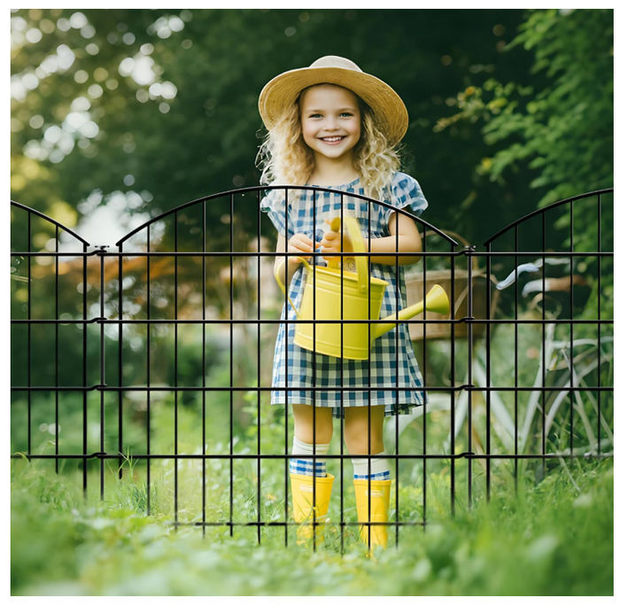 Metal Garden Fence 5 Panels 3.5m No Dig Animal Barrier 81x71cm Rustproof-57