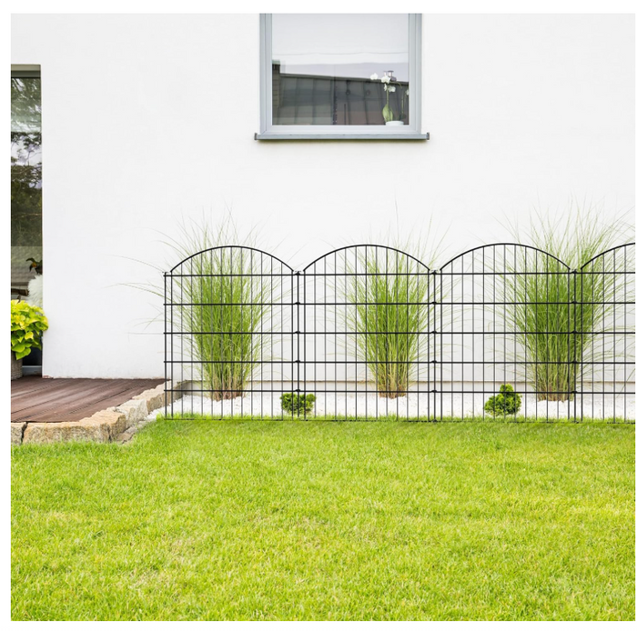 Metal Garden Fence 5 Panels 3.5m No Dig Animal Barrier 81x71cm Rustproof-57
