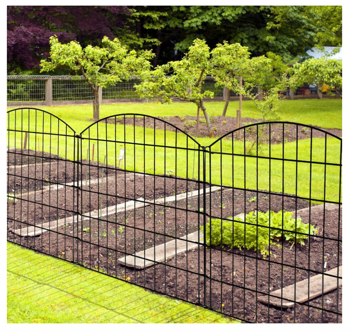 Metal Garden Fence 5 Panels 3.5m No Dig Animal Barrier 81x71cm Rustproof-57