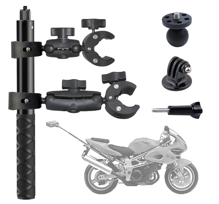 Motorcycle Handlebar Mount 47" Invisible Selfie Stick R-77 Insta360 X3 X2 RS-91