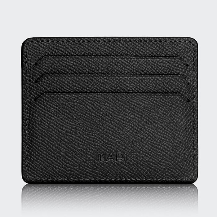 Napoli Men’s Leather Card Holder with Rounded Slots – Mapi Edition, Black - BlackBrook Case