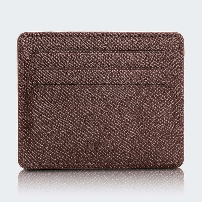 Napoli Men’s Leather Card Holder with Rounded Slots – Mapi Edition, Brown - BlackBrook Case