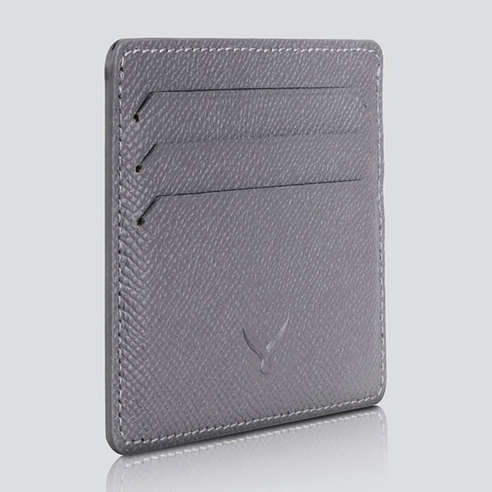 Napoli Men’s Leather Card Holder with Rounded Slots – Mapi Edition, Gray - Mapi