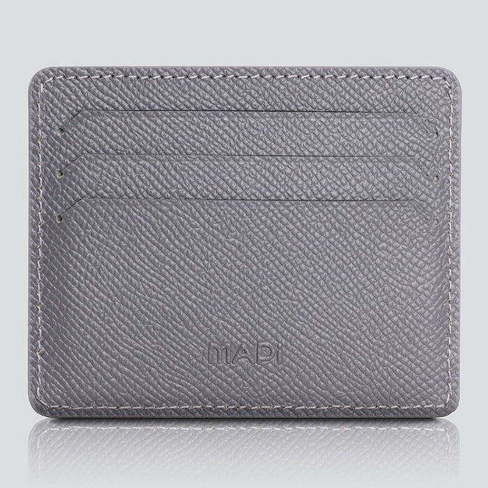 Napoli Men’s Leather Card Holder with Rounded Slots – Mapi Edition, Gray - Mapi