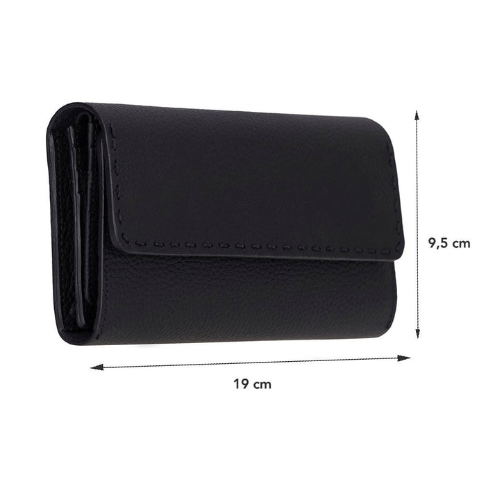 Noble Leather Women's Wallet, Pebble Black - BlackBrook Case