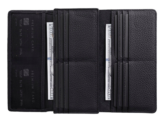 Noble Leather Women's Wallet, Pebble Black - BlackBrook Case
