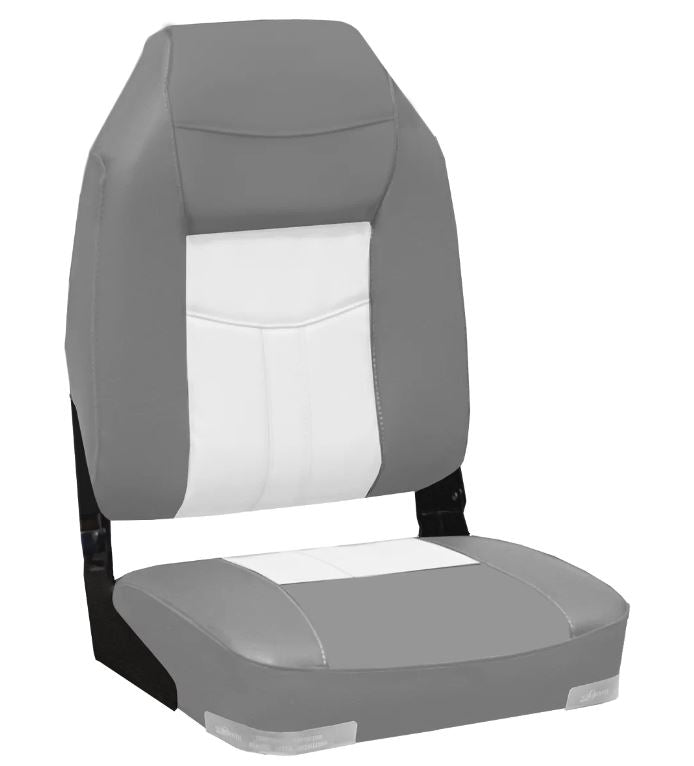 OCEANSOUTH - High Back Deluxe Folding Boat Seat - Grey and White