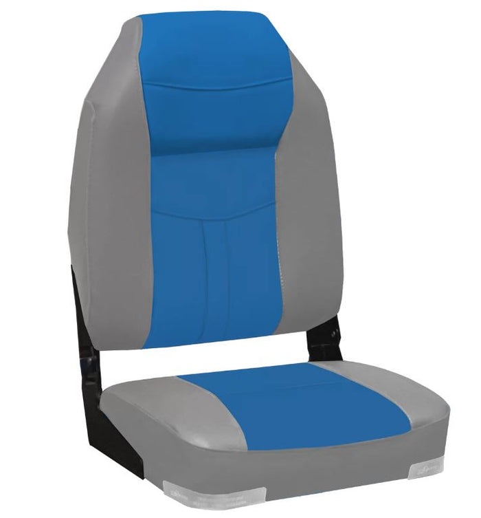 OCEANSOUTH - High Back Deluxe Folding Boat Seat - Grey and Blue