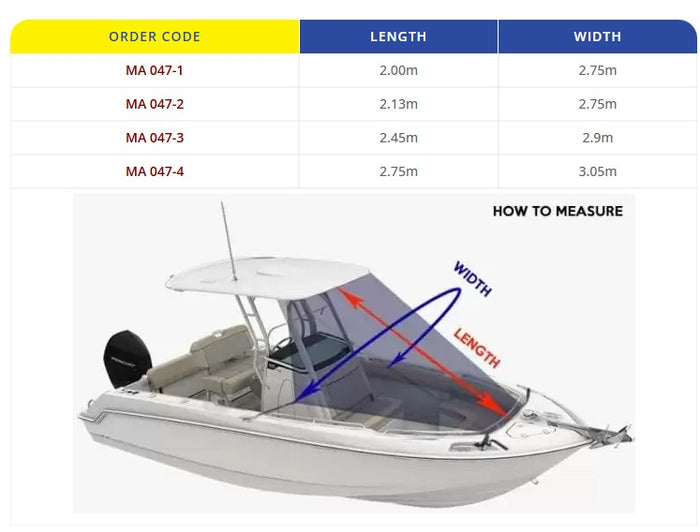 OCEANSOUTH T-TOP BOW SHADE Various Colors - Bosuns Boat