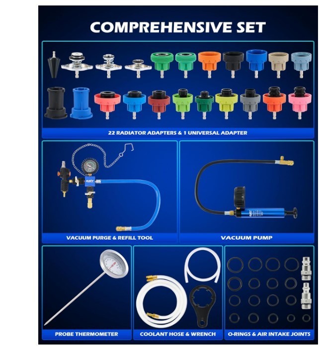 Orion Motor Coolant Pressure Tester Kit, 31pc Master Coolant Vacuum Refill -274