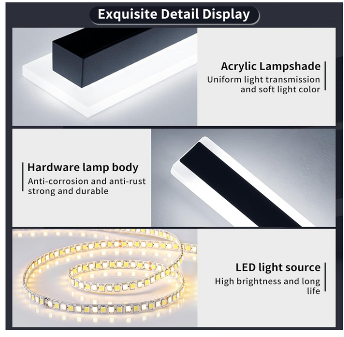 Outdoor LED Wall Light 80cm 28W 6000K IP65 Waterproof Black Linear Light-15