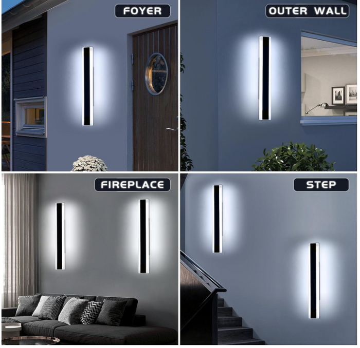 Outdoor LED Wall Light 80cm 28W 6000K IP65 Waterproof Black Linear Light-15