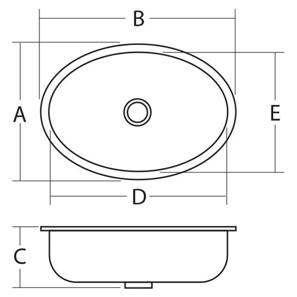 Oval Stainless Steel Sink - 265 x 382 x 130mm