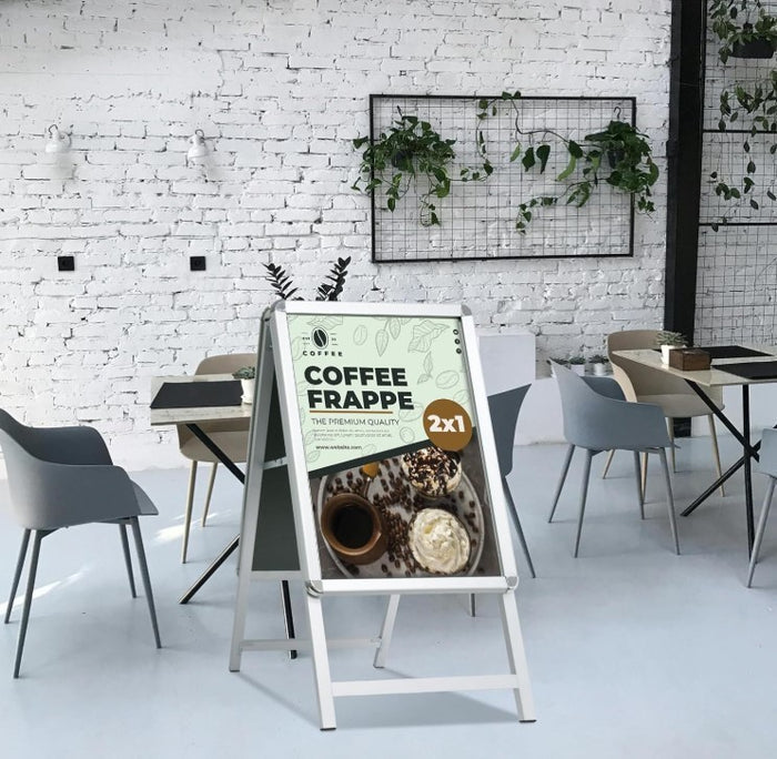 Pavement Sign A1 A Board Double Sided Poster Display Stand Silver Frame -272