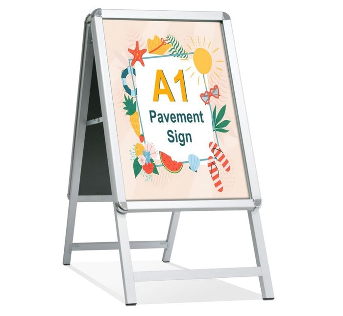 Pavement Sign A1 A Board Double Sided Poster Display Stand Silver Frame -272