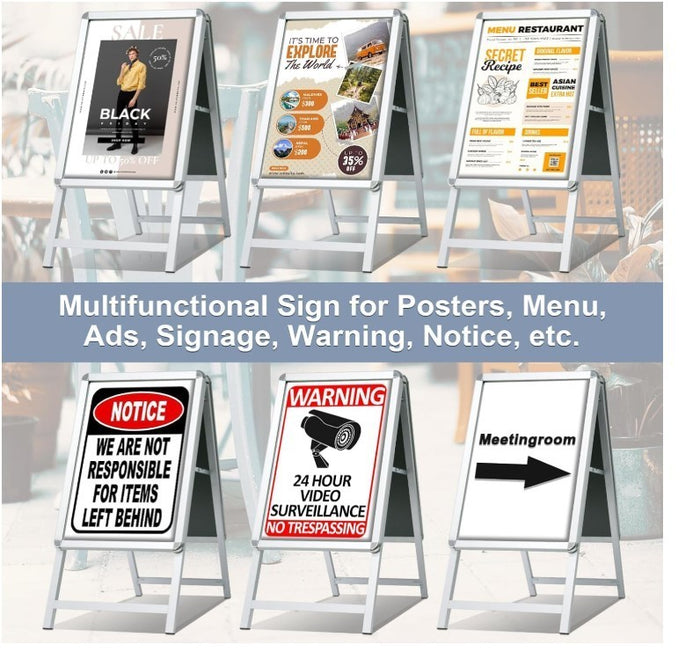 Pavement Sign A1 A Board Double Sided Poster Display Stand Silver Frame -272