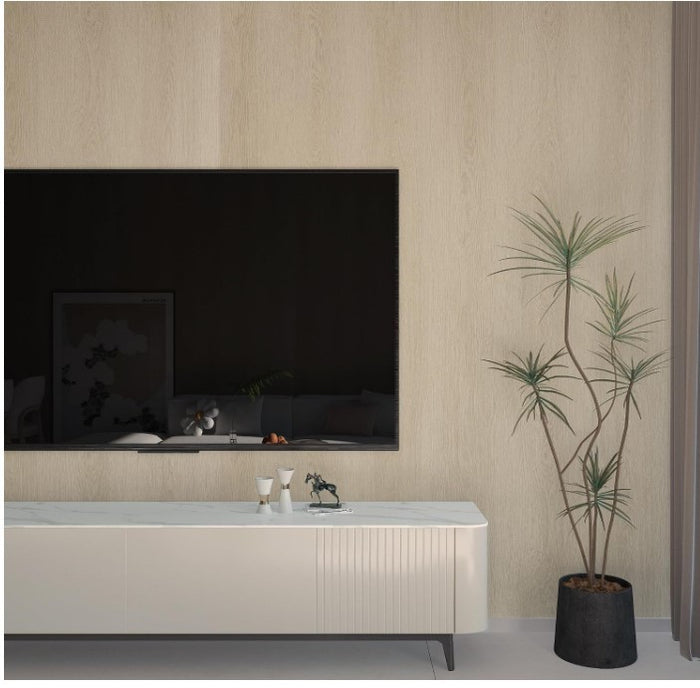Pearl White Wood Grain Vinyl Wrap Self Adhesive Wallpaper 80x400cm Roll-327
