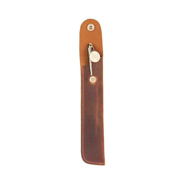 Penna Leather Pen Pouch, Saddle Brown - BlackBrook Case