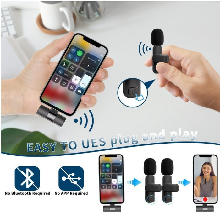 Professional Wireless Microphone for iPhone, iPad, Cordless Lavalier Lapel Omnid