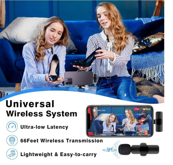 Professional Wireless Microphone for iPhone, iPad, Cordless Lavalier Lapel Omnid