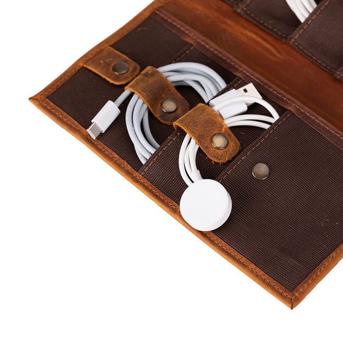 Pura Leather Cable Organizer, Moccasin - BlackBrook Case