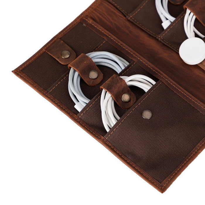 Pura Leather Cable Organizer, Saddle Brown - BlackBrook Case