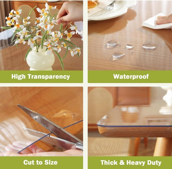 PVC Table Protector 90x200cm Thick Clear Waterproof Table Cover Transparent-315