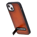 Reed Leather iPhone 15 Case with Kickstand and MagSafe, Burnished Tan - BlackBrook Case