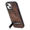 Reed Leather iPhone 15 Case with Kickstand and MagSafe, Distressed Coffee - BlackBrook Case