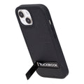 Reed Leather iPhone 15 Case with Kickstand and MagSafe, Pebble Black - BlackBrook Case