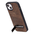 Reed Leather iPhone 15 Plus Case with Kickstand and MagSafe, Distressed Coffee - BlackBrook Case
