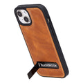 Reed Leather iPhone 15 Plus Case with Kickstand and MagSafe, Golden Brown - BlackBrook Case