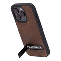 Reed Leather iPhone 15 Pro Case with Kickstand and MagSafe, Distressed Coffee - BlackBrook Case