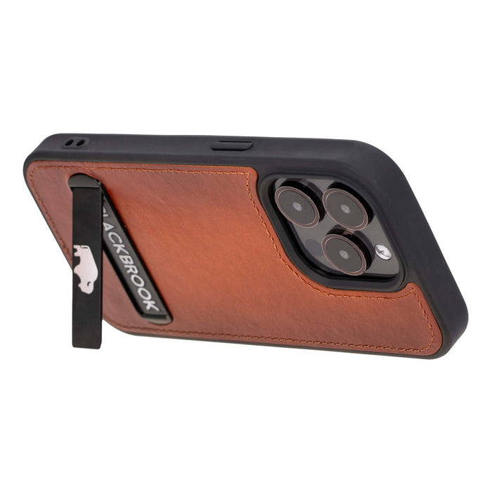 Reed Leather Snap‑On Case with Stand – iPhone 15 Pro Max, Burnished Tan - BlackBrook Case