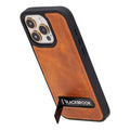 Reed Leather iPhone 15 Pro Max Case with Kickstand and MagSafe, Golden Brown - BlackBrook Case