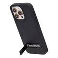 Reed Leather iPhone 15 Pro Max Case with Kickstand and MagSafe, Pebble Black - BlackBrook Case