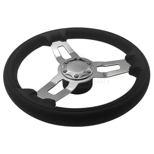 RELAXN STEERING WHEEL W/PU GRIP & POLISHED G316 SS SPOKES