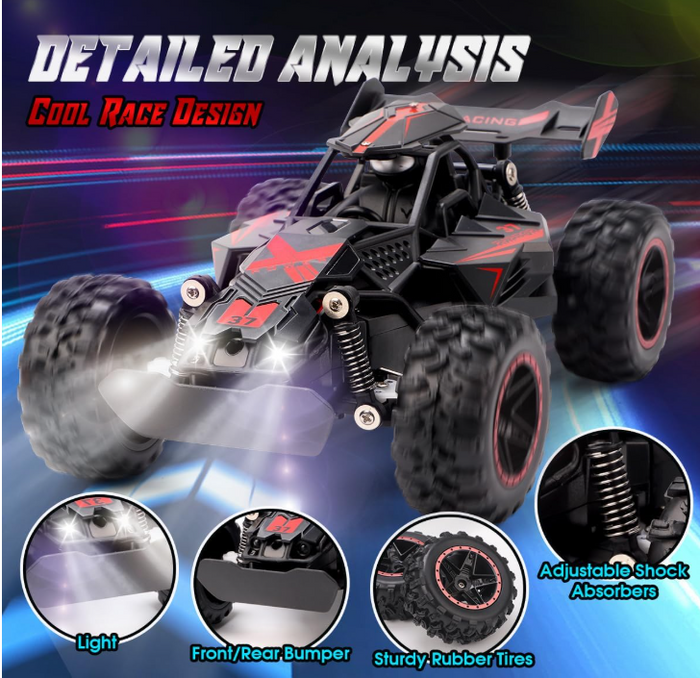 Remote Control Car 1:18 Off Road 2.4GHz LED Rechargeable Kids Toy