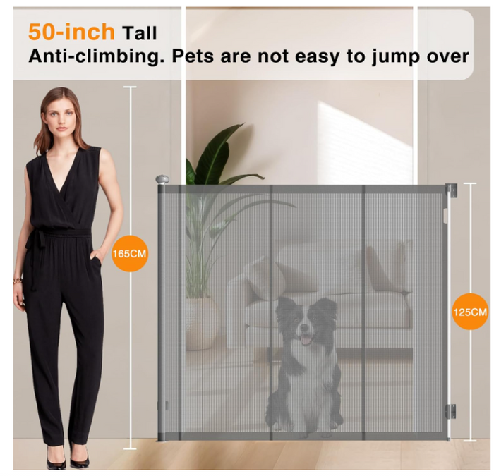 Retractable Baby Gate 125cm Tall Extendable 200cm Dog Stair Safety-43