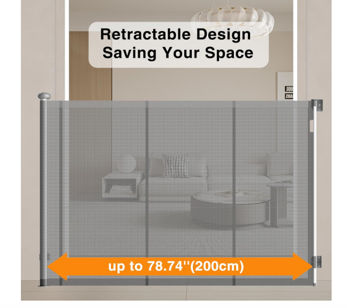 Retractable Baby Gate 125cm Tall Extendable 200cm Dog Stair Safety-43