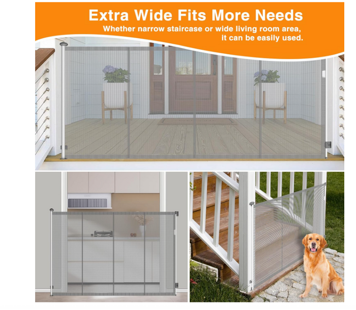 Retractable Baby Gate 125cm Tall Extendable 200cm Dog Stair Safety-43