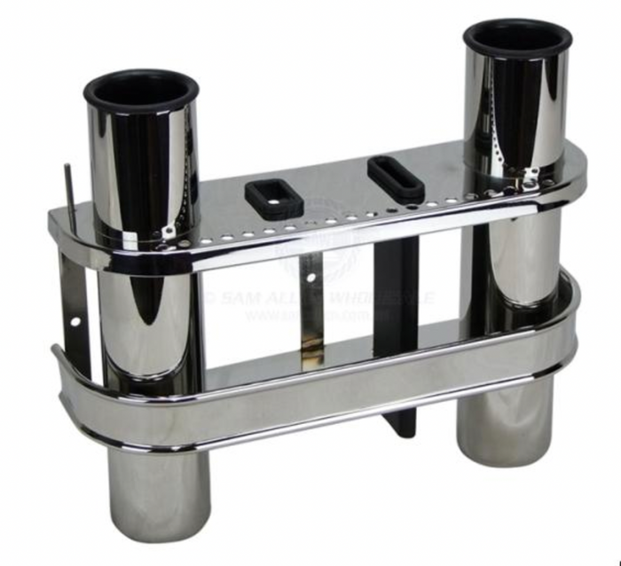 ROD HOLDERS - WITH STORAGE SPACE STAINLESS STEEL - Bosuns Boat