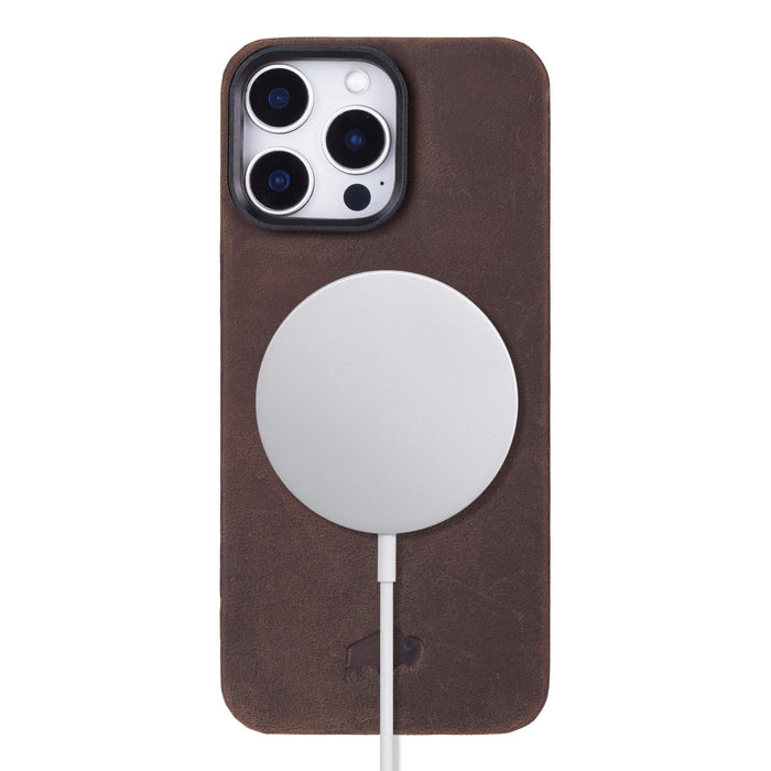 Rohan MagSafe Leather Back Case - iPhone 16 Pro Max, Distressed Coffee - BlackBrook Case