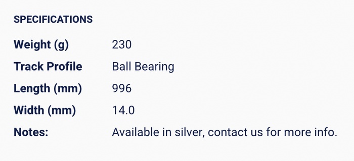 RONSTAN Series 14 Ball Bearing Traveller Track, 1 metre RF1140 - Bosuns Boat