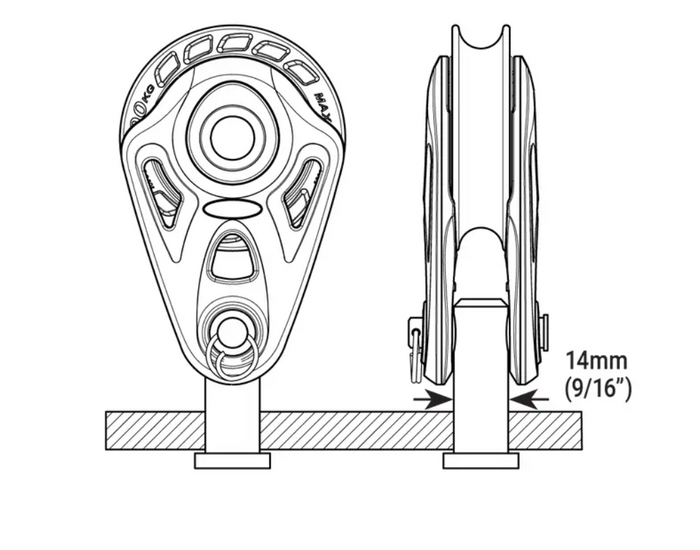 Ronstan Series 75 Core Block™, Mast Base with 8mm Clevis Pin RF74108A