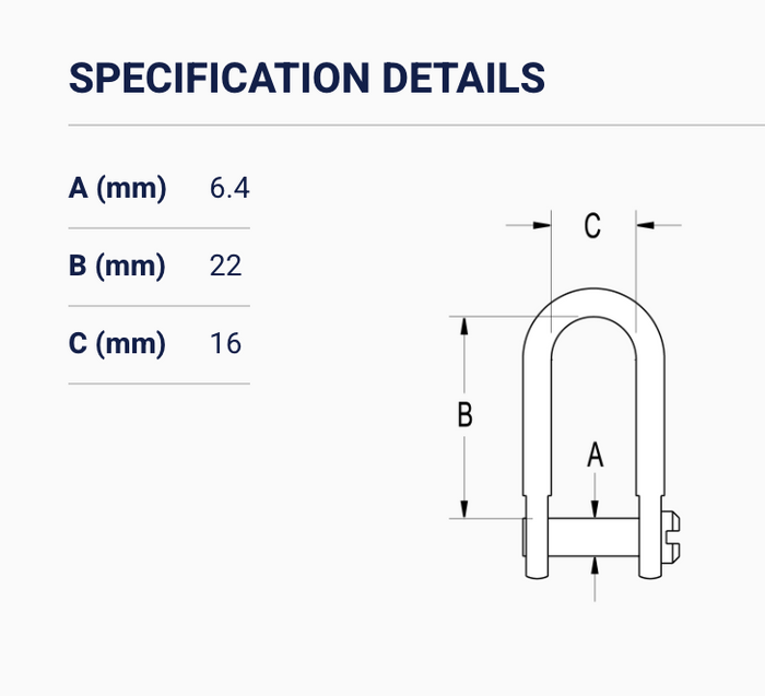 Ronstan Shackle, D, Slotted Pin 1/4 (L:22mm,W:14mm) RF151
