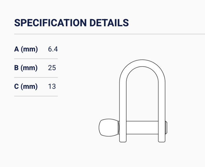 Ronstan Stainless Steel D Shackle, 1/4" Pin, Coined Head RF617A