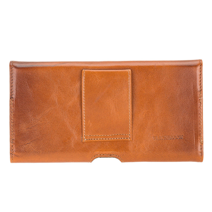 Rook Universal Leather Phone Holster with Belt Loop for 6.1" Phones, Burnished Tan - BlackBrook Case